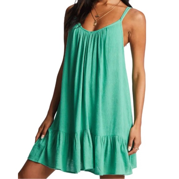 BILLABONG Beach Vibes Cover-up Dress In Green NWT - Picture 1 of 6